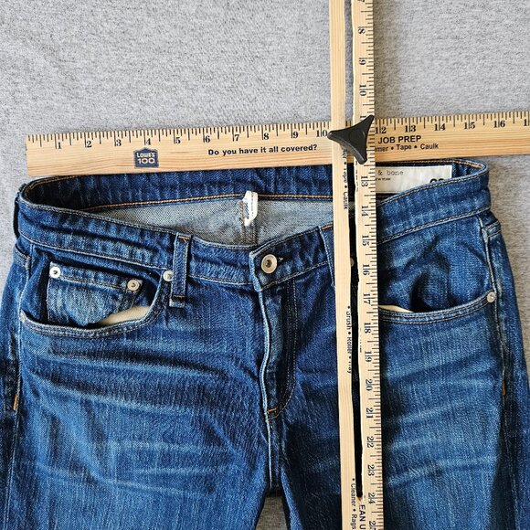 Rag & Bone Boyfriend Jeans Womens 28 Blue Denim Distressed Slim Fit Dre Low Rise - Picture 2 of 7